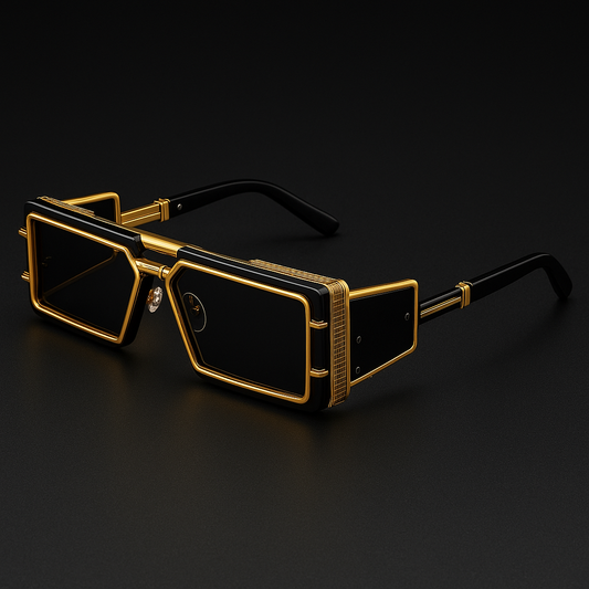 LUNETTES Article 44 Lunettes Cyberpunk Dorées – Rectangulaires & Audacieuses
