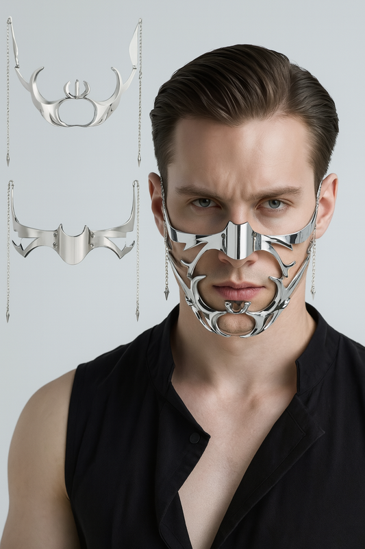 Accueil Article 49 Masque Cyberpunk Métal – Demi-visage Sculpté (2 pièces)